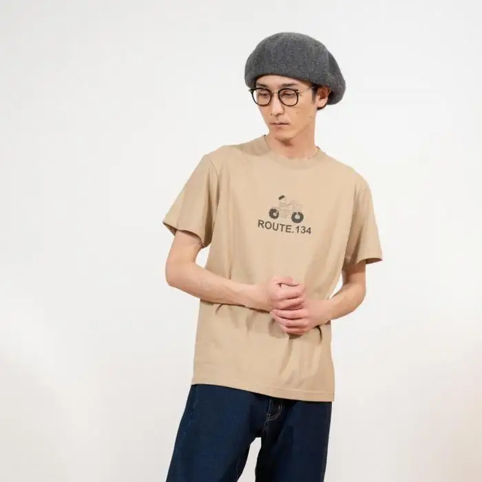 《1》【KEYMEMORY 鎌倉】ルート134イラストTシャツ BEIGE