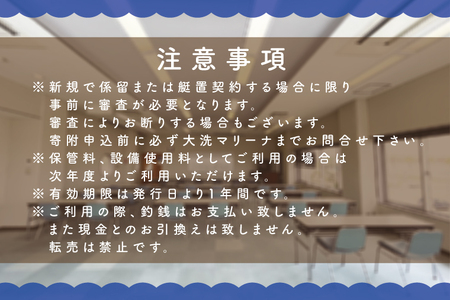 大洗マリーナ 利用券（30万円分） 施設利用 チケット 利用券 係留料 艇置料 レジャー 体験 観光 旅行 釣り フィッシング 大洗町 大洗_DH002