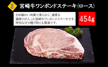 3回 定期便 宮崎牛 ロースステーキ 600g 肩焼肉 400g ワンポンドステーキ 454g [日本ハムマーケティング 宮崎県 美郷町 31bd0023]