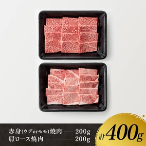 【令和8年7月発送】宮崎牛赤身(ウデorモモ)霜降り焼肉2種400g【肉 牛肉 牛 国産 宮崎県産 黒毛和牛 牛 和牛 焼肉 牛 やきにく BBQ 4等級  A4ランク うで モモ 肩ロース ロース 】