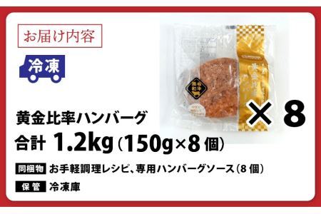 黒毛和牛入りハンバーグ 約150g×8個 [A-015007] / ハンバーグ