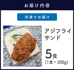 松浦アジフライサンド 5食入り( 魚 魚介類 海鮮類 真アジ 真あじ 真鰺 マアジ 鰺 あじ アジ アジフライ あじフライ あじふらい フライ 冷凍 人気 おすすめ 海鮮 冷凍 サンド パン )【B4-058】