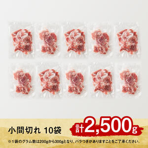 【小分け！】宮崎県産豚肉　放牧豚こま切れ　10袋(計2.5㎏) 【 豚肉 豚 肉 豚 小間切れ 豚 細切れ 豚 炒め物 豚 】