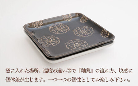 【波佐見焼】ステッチ 正角皿 2点セット（ホワイト×ブラウン） 食器  皿 ペア【藍染窯】[JC107] 波佐見焼