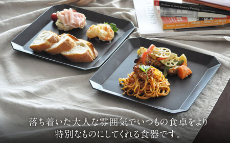 【美濃焼】DesPres-デプレ- 八角 プレートL BLACK 2枚セット｜皿 食器 ワンプレート ランチ プレート 美濃焼 セット デザート インテリア おしゃれ 食器セット お皿セット 皿 陶器 パスタ サラダ パスタ皿 国産 アンティーク風 くすみ シック【丸新製陶】[MAM006]