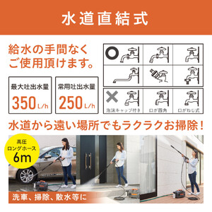 高圧洗浄機 洗浄機 高圧 アイリスオーヤマ オレンジ 持ち運びができる 静音 外壁 玄関 庭 バルコニー ベランダ 洗車 車 水圧 クリーナー 高圧 噴射 洗車 網戸 おすすめ 人気 アイリス  FBN-502-D オレンジ