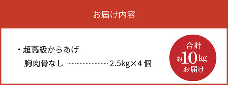 【聖林本店】鹿児島県産ブランド鶏で作る超高級からあげ （胸肉骨なし約10kg）_KH4503