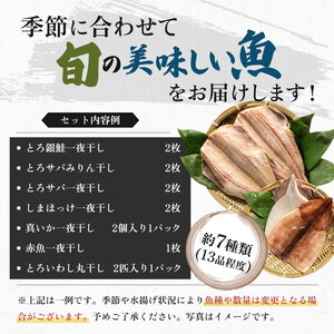 秋田の干物セットＢ 13品程度(干物7種類程度）（干物 セット 人気 詰め合わせ 鮭 さば しまホッケ他） 長期保存 カレイ一夜干し 