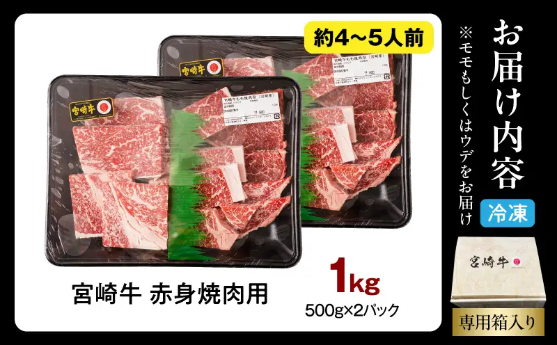 牛肉 宮崎牛 ウデ・モモ 赤身 焼肉 1kg 牛肉