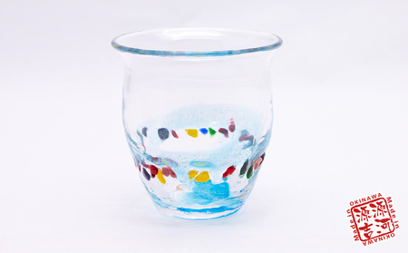 【琉球グラス】源河源吉　美らさんご2個セット　水色・ワインレッド