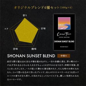 3ヵ月定期便【茅ヶ崎のスペシャルティコーヒー専門ロースター】CRUISE TOWN COFFEE ROASTERS オリジナルブレンド4種セット（100g×4） コーヒー豆 飲み物 飲料 ドリンク コーヒーブレイク 飲み比べ 
