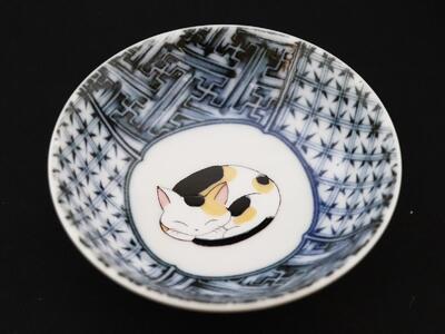 九谷焼　3号小鉢揃　眠り猫 （5枚セット）a01 食器 キッチン雑貨 キッチンアイテム 雑貨 小物 お皿 小皿 食卓 テーブルコーディネート 