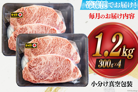 3回 定期便 宮崎牛 特上 ロース ステーキ 300g×4枚×3回 合計3.6kg 真空包装 [アグリ産業匠泰 宮崎県 美郷町 31be0058]