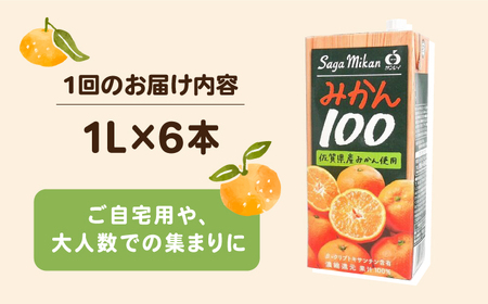 【全3回定期便】さがみかん100　総計18本（1L×6本）【JAさが 杵島支所】[HAM040]果汁100% 濃縮還元 みかんジュース 