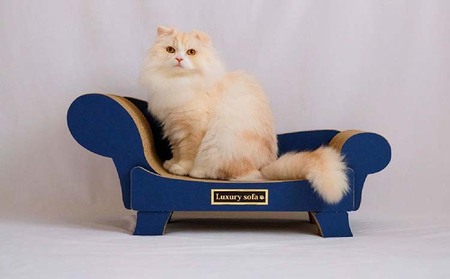 猫の爪とぎ　ラグジュアリーソファ（カラー：グレー） 猫 ねこ ネコ キャット cat 爪とぎ ダンボール 段ボール かわいい おしゃれ ソファ ベッド 写真映え 丈夫 日本製 国産 おもちゃ ペット インテリア 愛猫 動物 猫用品 猫用玩具 グッズ 愛猫へプレゼント ペット用品 愛知県 常滑市