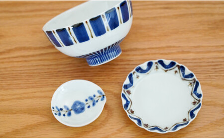 有田焼 和の器5点セット お茶碗 オーバル皿 小皿 小鉢 レスト【藍土】 A35-235