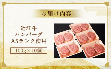 近江牛 ハンバーグ 10個 牛肉 和牛 黒毛和牛 国産 A5 贈答 ギフト お祝い 父の日 母の日 お惣菜 おかず お弁当 Ruisseau 滋賀 愛荘