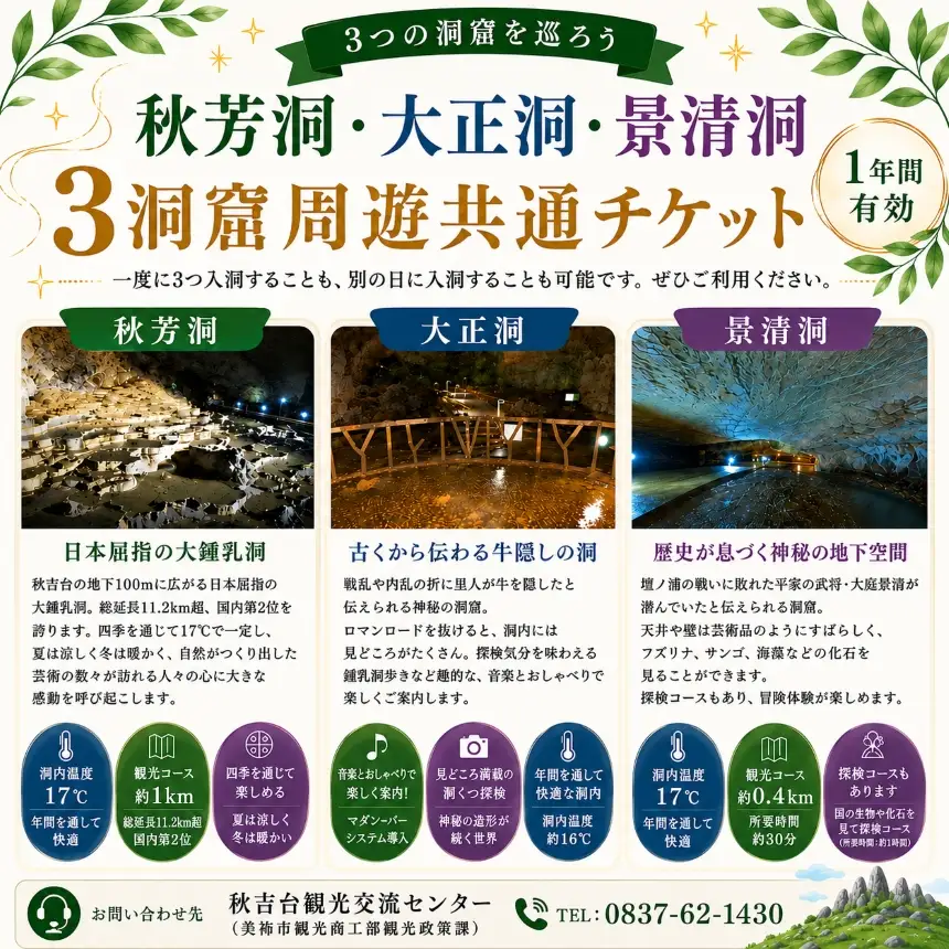 三洞周遊共通チケット「秋吉台三洞物語」（大人）