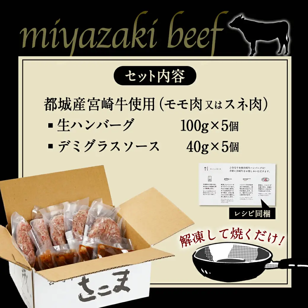 宮崎牛100％使用の生ハンバーグ≪100g×5個≫〔AO-7702〕_(都城市) 都城産 宮崎牛 生ハンバーグ デミグラスソース 焼肉のさこまオリジナル 手作り生ハンバーグ 子供 ご年配の方まで♪ 