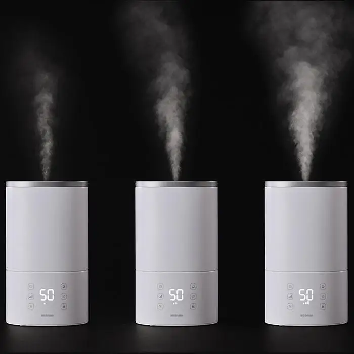 上給水ハイブリッド加湿器 550ml 上から給水 AHM-HU55A-W ホワイト アイリスオーヤマ｜加熱式 花粉対策 省エネ超音波式スチーム式 オフィス