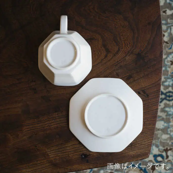【波佐見焼】八角カップ＆ソーサー 白マット釉 2セット 食器 皿【イロドリ】[KE46] 波佐見焼
