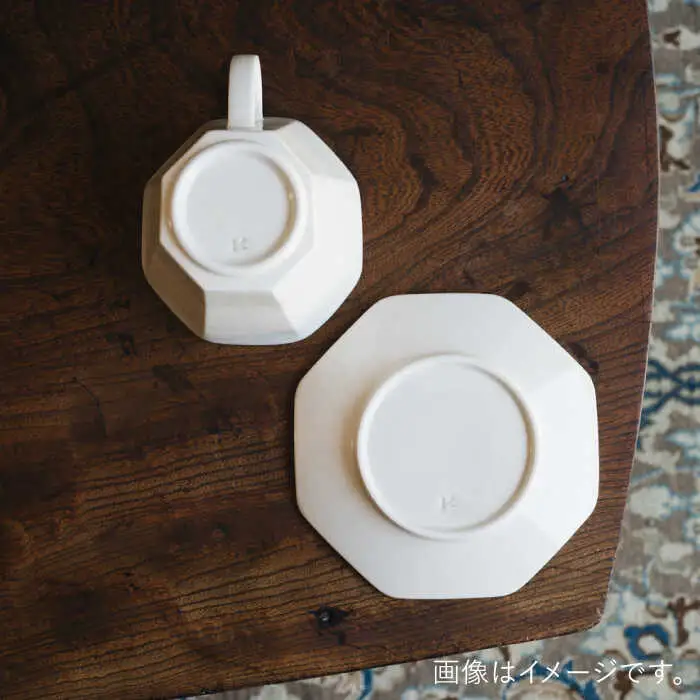 【波佐見焼】八角カップ＆ソーサー ミルク色 2セット 食器 皿【イロドリ】[KE47] 波佐見焼