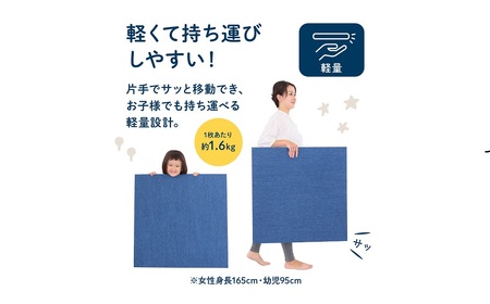【4枚セット デニムブルー】安心安全なおしゃれインテリア “Tammy Mat” ファブリック畳  撥水加工 消臭 抗菌 抗ウイルス 赤ちゃん 子供 ペット マット H171-001
