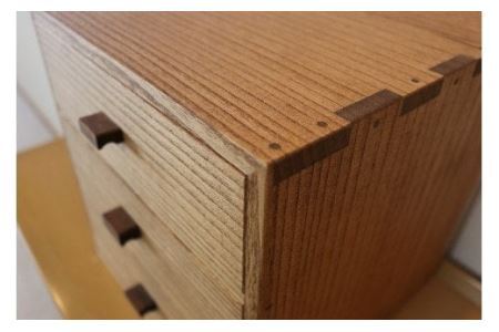 卓上収納 引き出し 三段 熟練桐たんす職人手作り（オイル塗装）