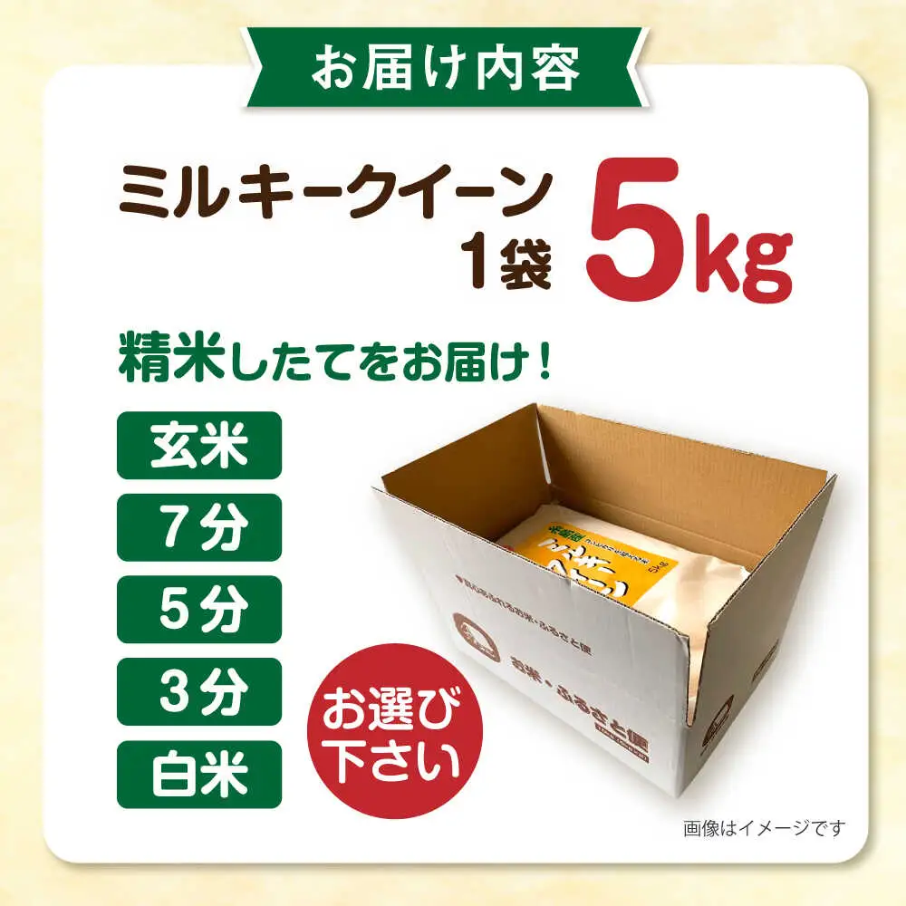 【お中元対象】【精米方法が選べる！】ミルキークイーン 5kg （ 1袋 ） 《糸島》 【玄米・精米専門店 新飼宗一郎商店】 [ADE001]
