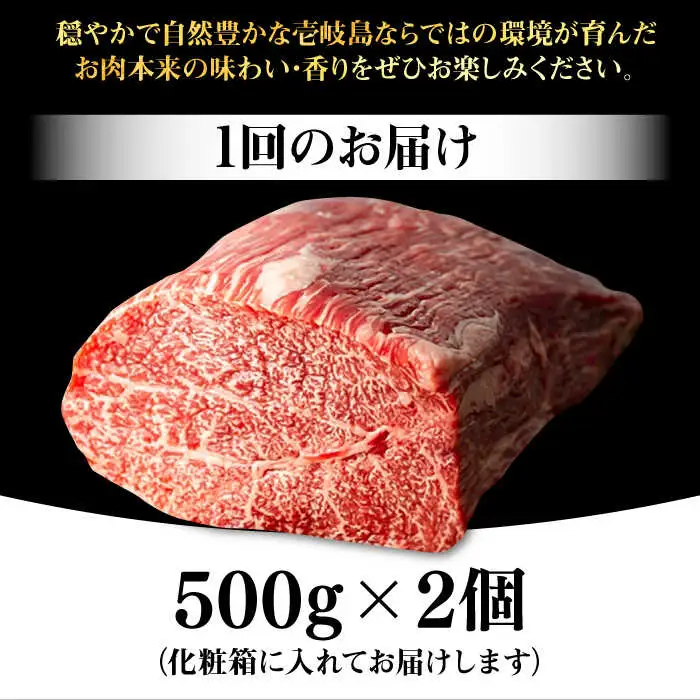 【全12回定期便】 壱岐牛 モモブロック 1kg（500g×2枚）［化粧箱付き］《壱岐市》【株式会社イチヤマ】 肉 牛肉 モモ ブロック ステーキ BBQ [JFE098] 552000