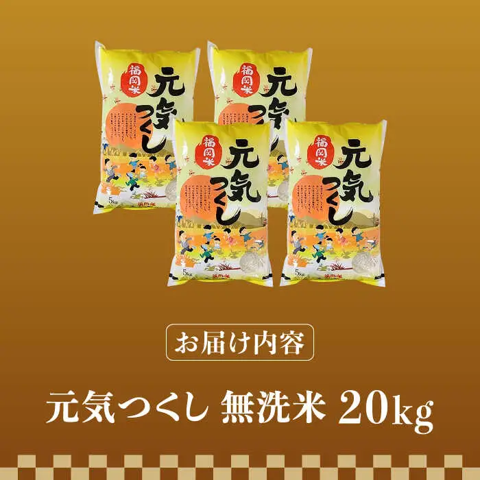 【先行予約】【令和7年産】福岡県産ブランド米「元気つくし」無洗米 20kg (5kg×4袋)【2025年11月以降順次発送】 [ABDD006]