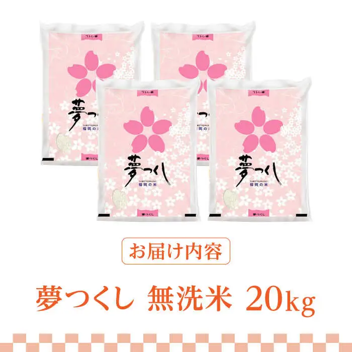 【先行予約】【令和7年産】福岡県産ブランド米「夢つくし」無洗米 20kg (5kg×4袋)【2025年9月以降順次発送】 [ABDD012]