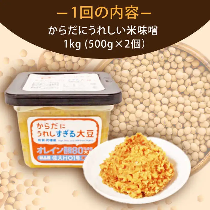 【6回定期便】米味噌 1kg（500g×2個） なるせみそ /角味噌醤油 [UAX011] みそ
