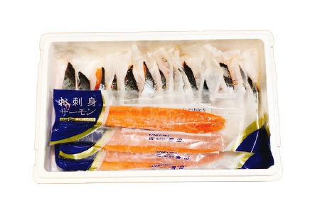 お刺身トラウトサーモン2～5本(計1kg)＆塩銀鮭切り身1切(約70g)×35P F-09025