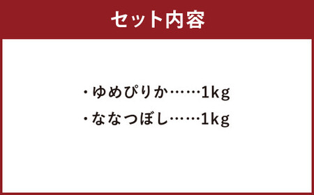 【令和5年産】オリジナル巾着袋に入った「らんこし米」ゆめぴりか・ななつぼし各1kg(計2kg)セット