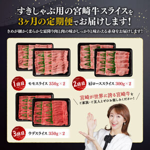 牛肉 【3ヶ月定期便】宮崎牛すきしゃぶ 部位別便【黒毛和牛 牛肉】