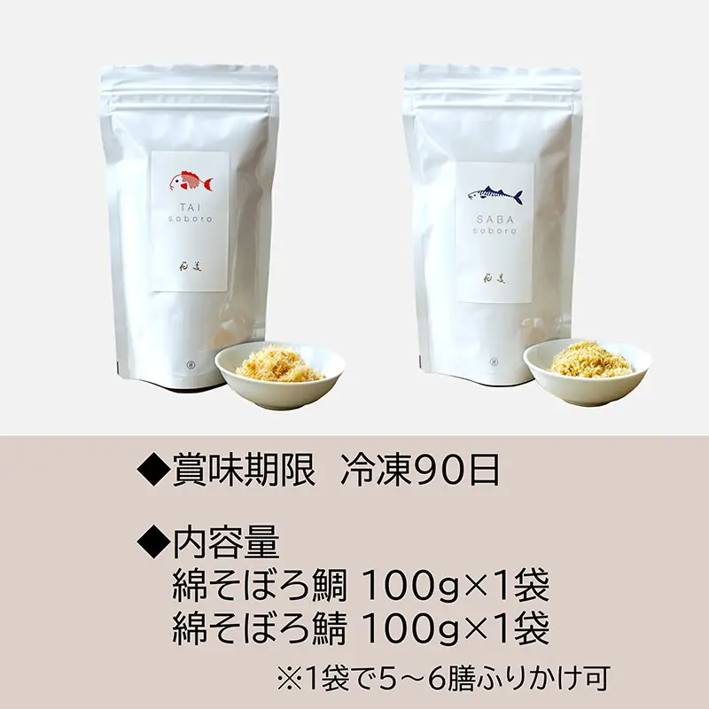 ご飯のお供 綿そぼろ2種セット(鯛と鯖 各100g×1袋(合計2袋))