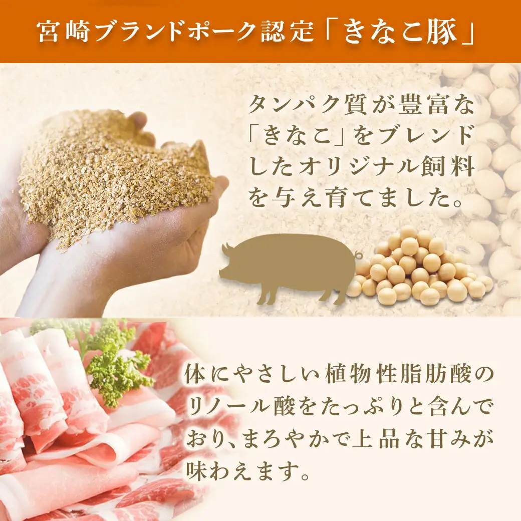 「きなこ豚」スライス2kgセット〔18-12-007〕_(都城市) 豚バラスライス 豚ローススライス 肩ローススライス 豚モモスライス 薄切り肉 やわらかい 安心安全 国産 九州産 宮崎県産