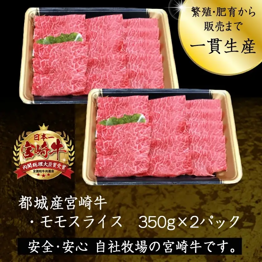 宮崎牛モモスライス700g〔MJ-7703〕_(都城市) 牛肉 宮崎牛モモスライス(350g×2パック) 宮崎牛 すき焼き/牛しゃぶしゃぶなどで 霜ふり牛肉 国産黒毛和牛 3大会連続内閣総理大臣賞受賞 ギフト 贈答用