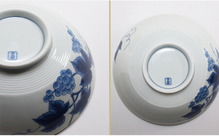 染付文様葡萄絵 AritaBOWL 有田焼【幸楽窯】下絵付け 染め付けのうつわ 食器 どんぶり 和食器 盛り鉢 器 うつわ どんぶり ラーメン そうめん 麺 丼 24000円 cp040