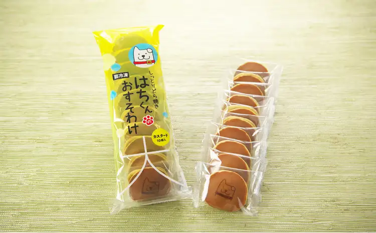 30P5606　冷凍しっとりどら焼きはちくん（カスタード）10個入り×１パック【 東北センバ】