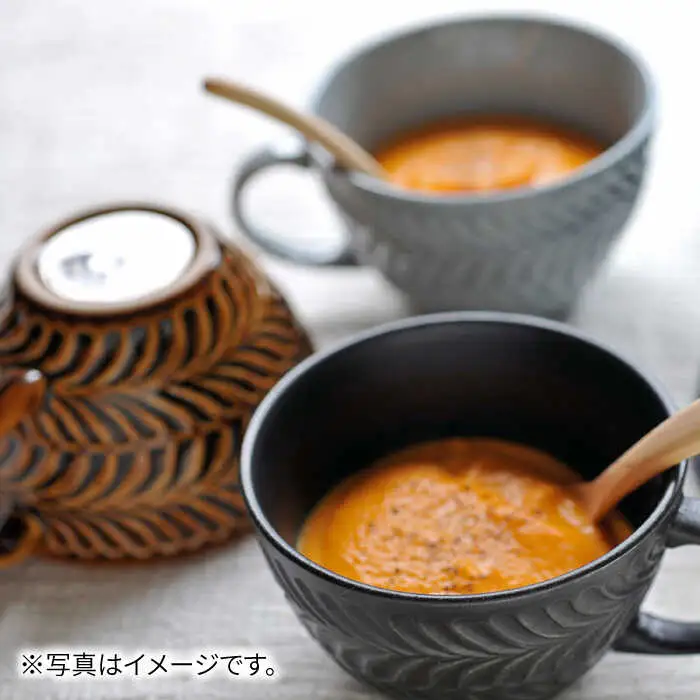 【波佐見焼】ローズマリー スープカップ 2個セット アイボリー・グレー スープマグ マグカップ 食器 皿【翔芳窯】[FE285] 波佐見焼