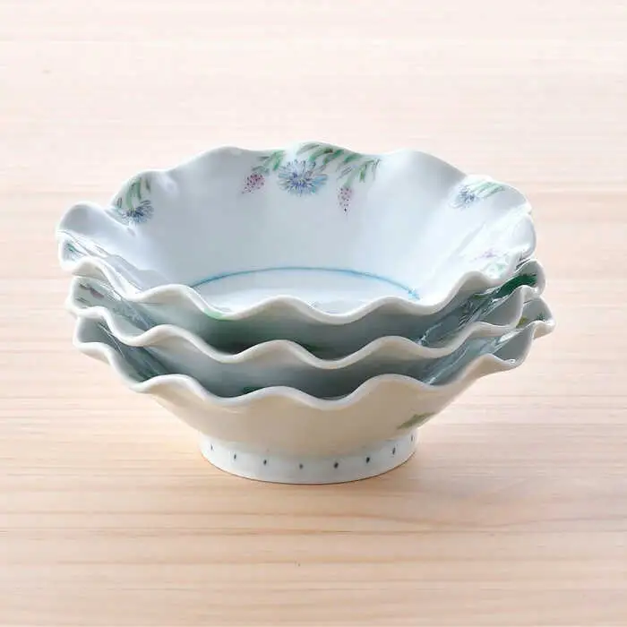 【波佐見焼】野の花 渕なぶり 小鉢 3点セット 食器 皿 ボウル【藍水】[GB46] 波佐見焼