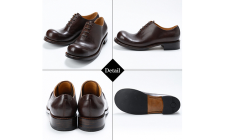 P3-006-C-245 本革ハンドメイドのレザーシューズ「おでこ靴（東雲）」(チョコ・24.5cm)【ヒラキヒミ。】 霧島市 革靴 メンズ レディース 靴