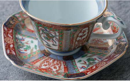有田焼 【復刻古伊万里】 錦色絵 コーヒー カップ＆ソーサー 大慶 食器 うつわ 器 ギフト 贈り物 華やか ci047