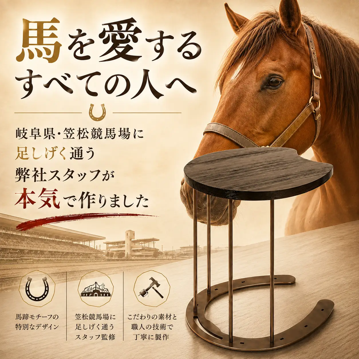 馬蹄デザインサイドテーブル 5kg [No.896]