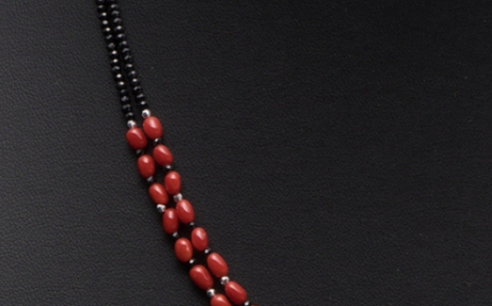 赤サンゴ（バロック型）×K18ミラーボールのネックレス