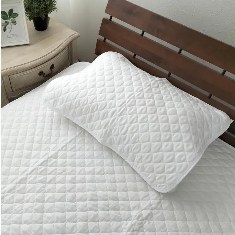 『和』【Lサイズ50×70cm】紀州晒ガーゼ脱脂綿入り波柄キルト枕パッド1枚 ホワイト S74-5070