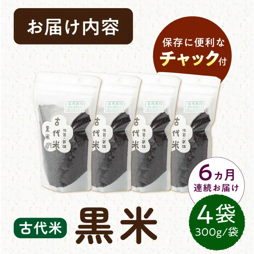 【6回定期便】古代米 黒米 4袋 /永尾 忠則 [UAS018] 雑穀 雑穀米