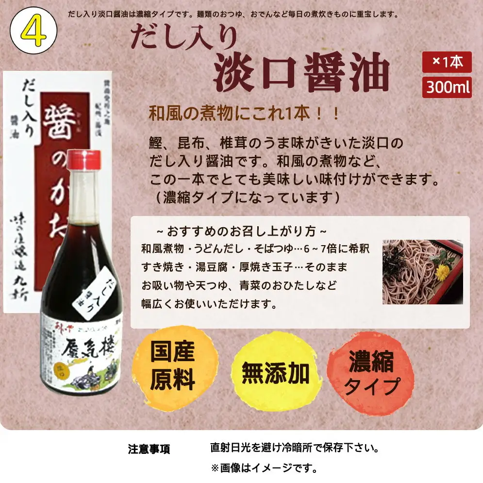 金山寺味噌とすだちぽん酢・たまり醤油・ 煮付けに便利な だし入り醤油_S6113n